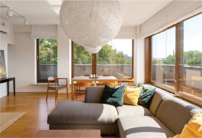   Nice and cosy interior with large glazed windows