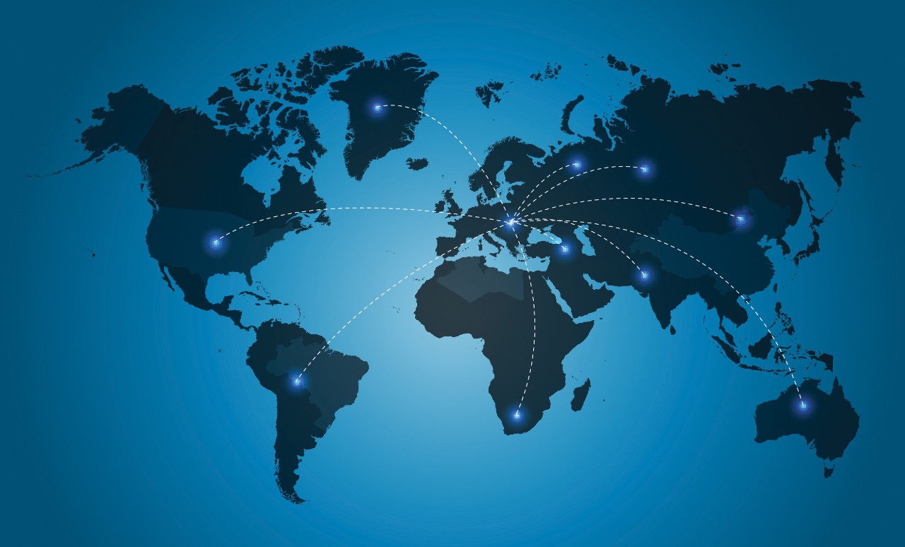 A computer generated graphic showing how continents are interconnected - ALL design on this image is created from scratch by Yuri Arcurs'  team of professionals for this particular photo shoothttp://195.154.178.81/DATA/i_collage/pi/shoots/783434.jpg