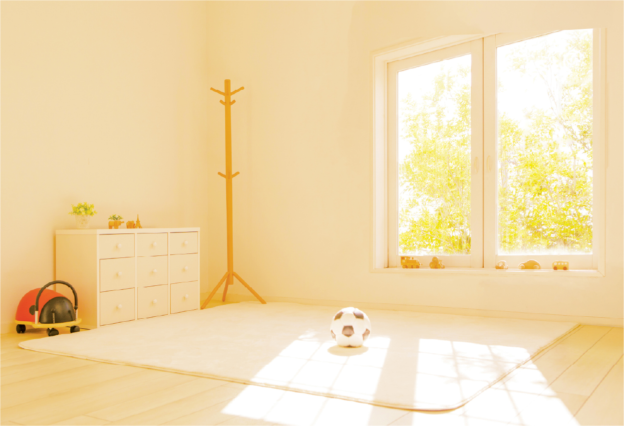 child bedroom filled with light through windows